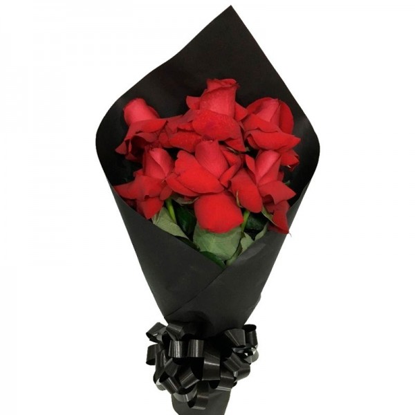 Buquê Black Simples com 6 Rosas Abertas